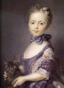 Jean-Baptiste Peronneau A Girl with a Kitten oil painting reproduction